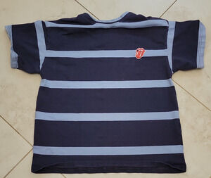 The Rolling Stones Lips Band T-Shirt Medium Blue Stripe Cotton